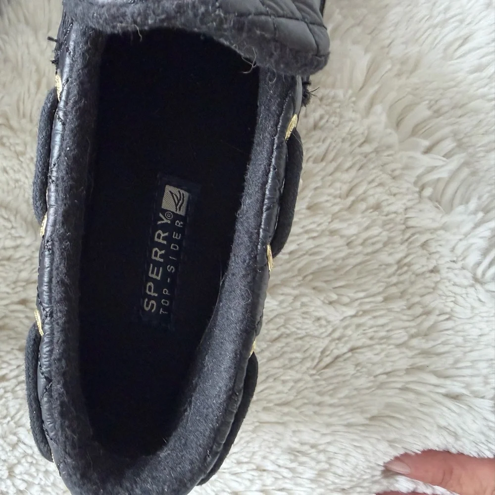 Sperry Top-Sider Black Quilted Duck Boots Waterproof Fleece Lined Women’s 5 1/2